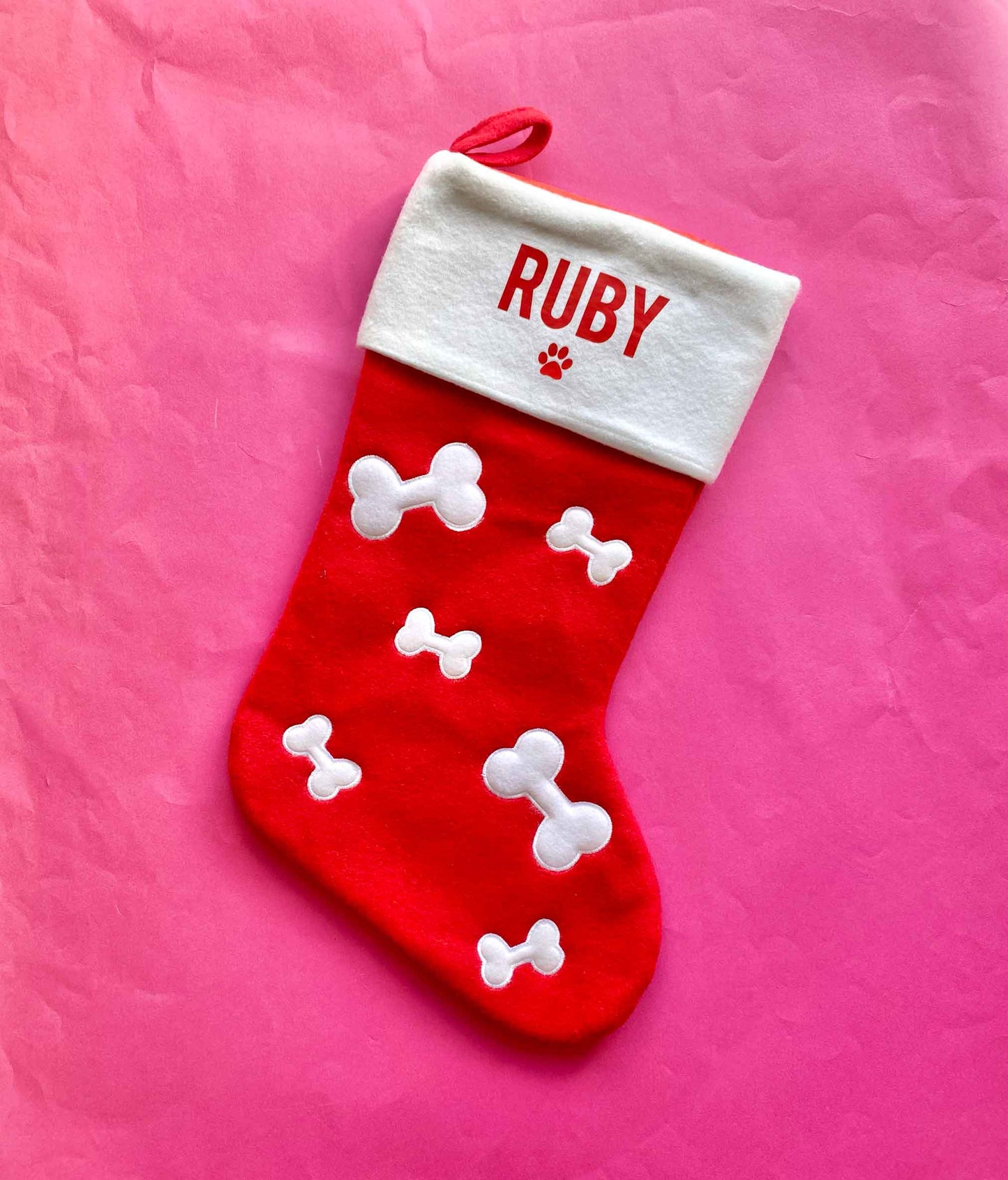 Ruby Dog Bone Christmas Stocking SALE