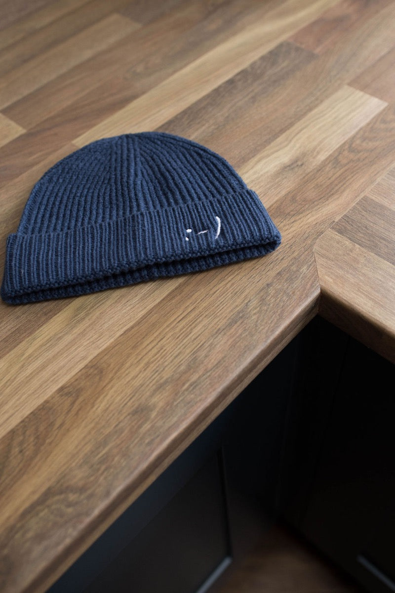 Embroidered Smile Beanie Hat