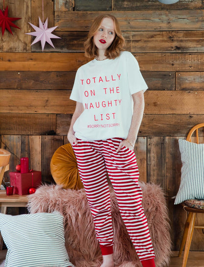 Naughty List Striped Christmas Pyjama Set