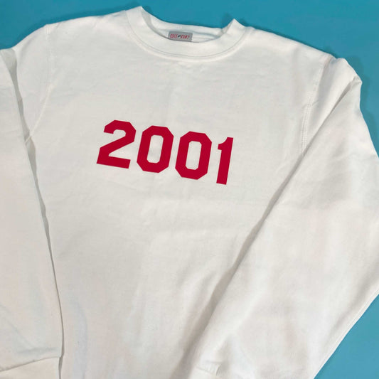 M 2001 White & Red Year Sweatshirt SALE