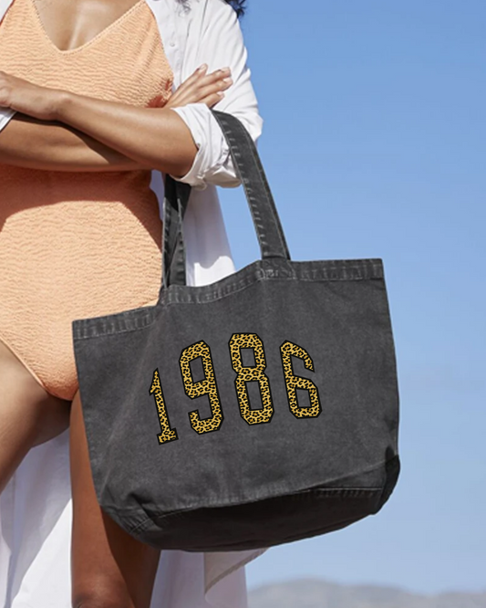 Personalised Varsity Leopard Year Vintage Tote Bag