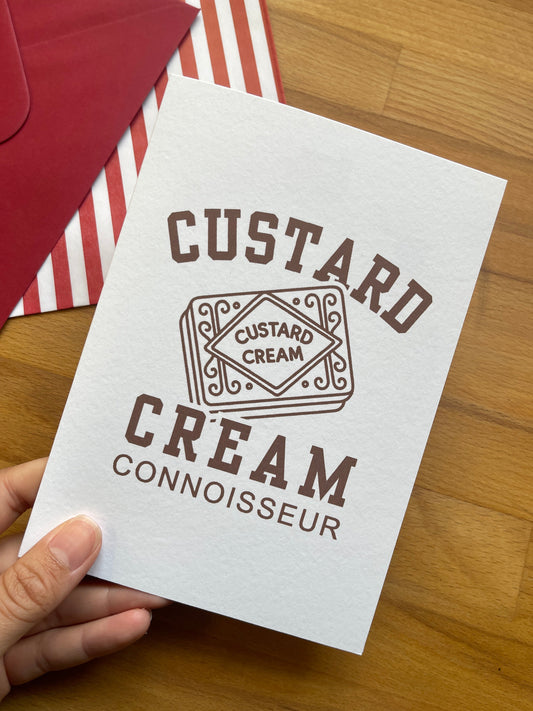 Custard Cream Connoisseur Greetings Card