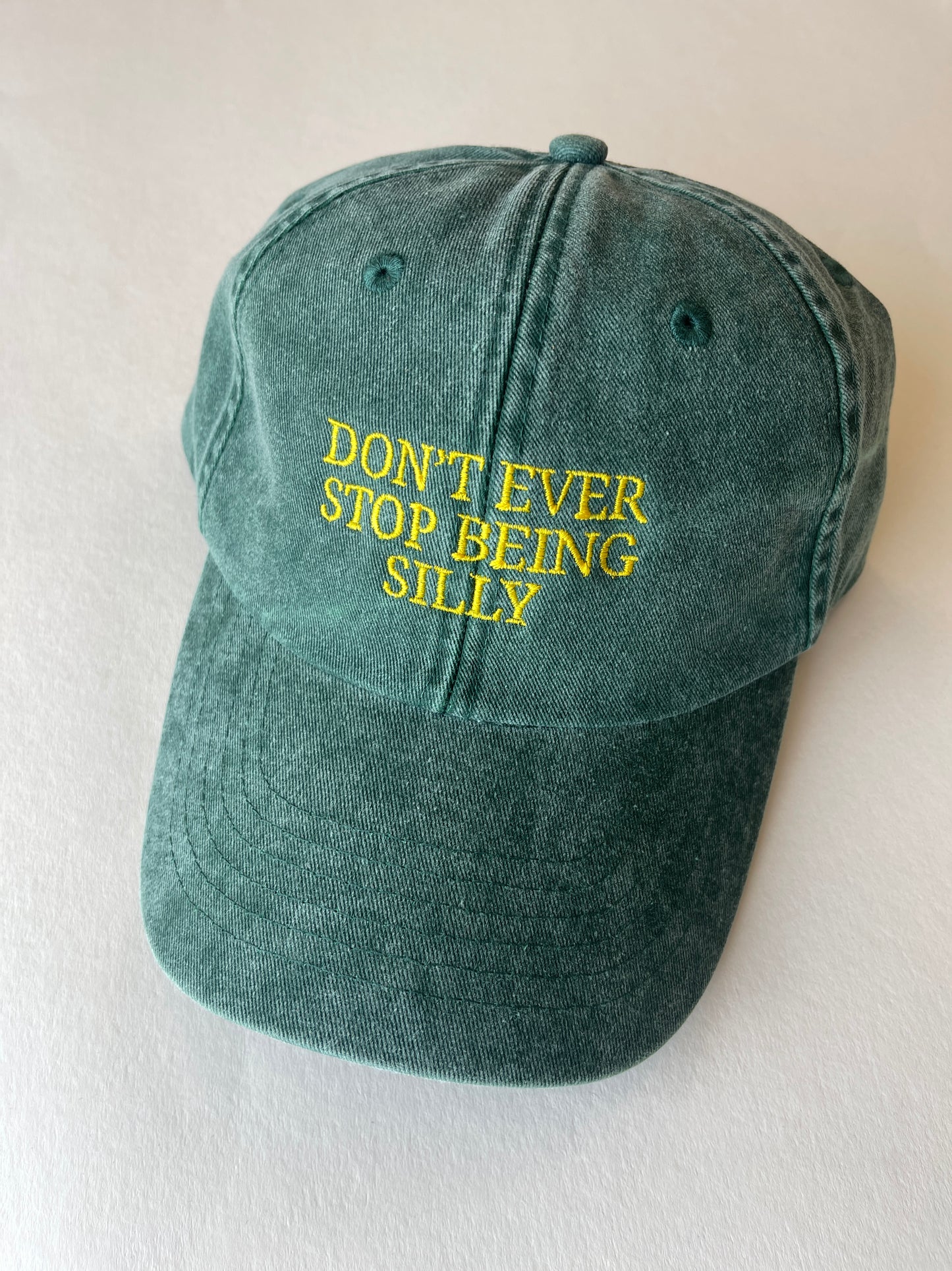 Don't Ever Stop Being Silly Slogan Cap