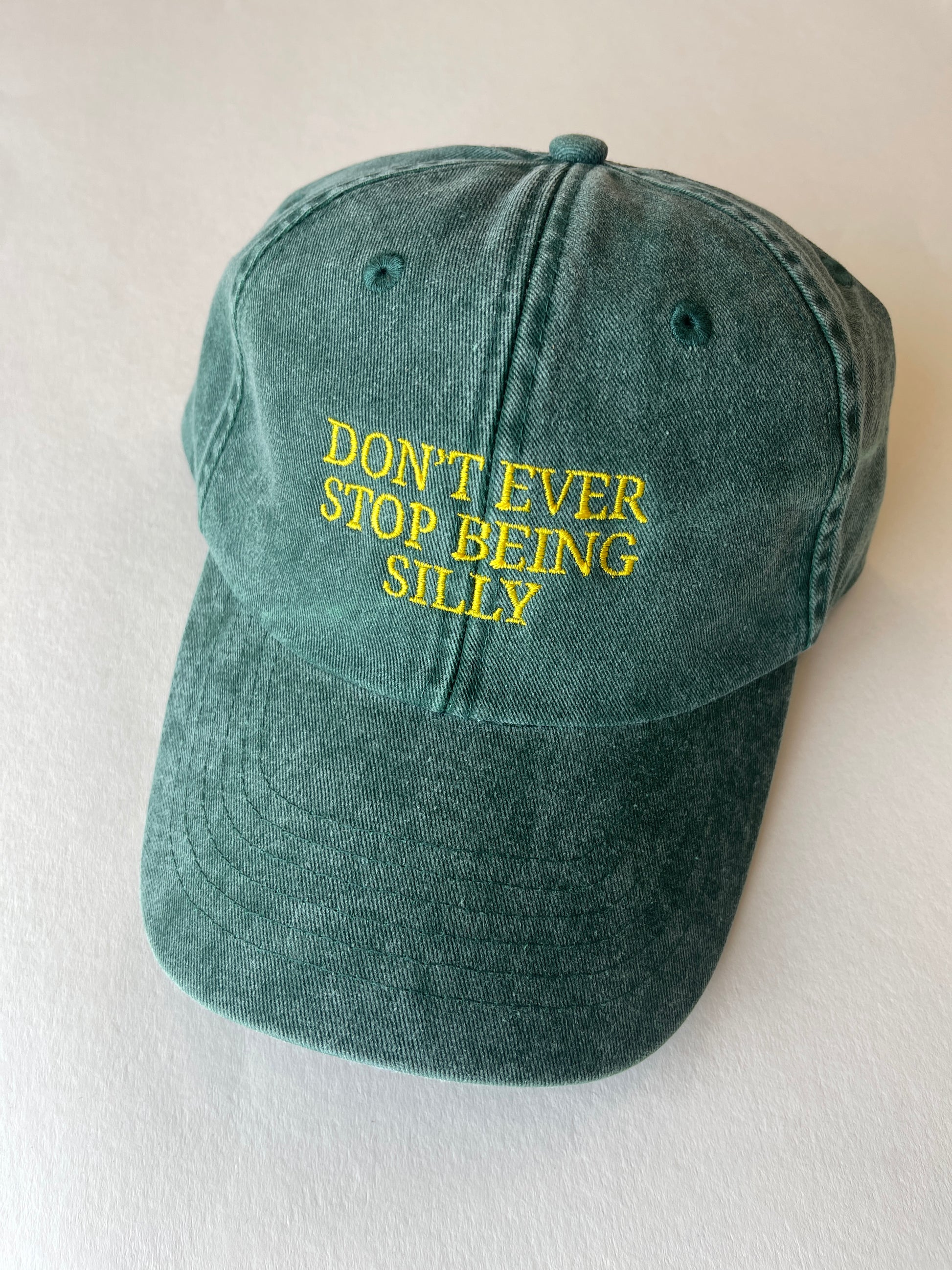 Don't Ever Stop Being Silly Slogan Cap