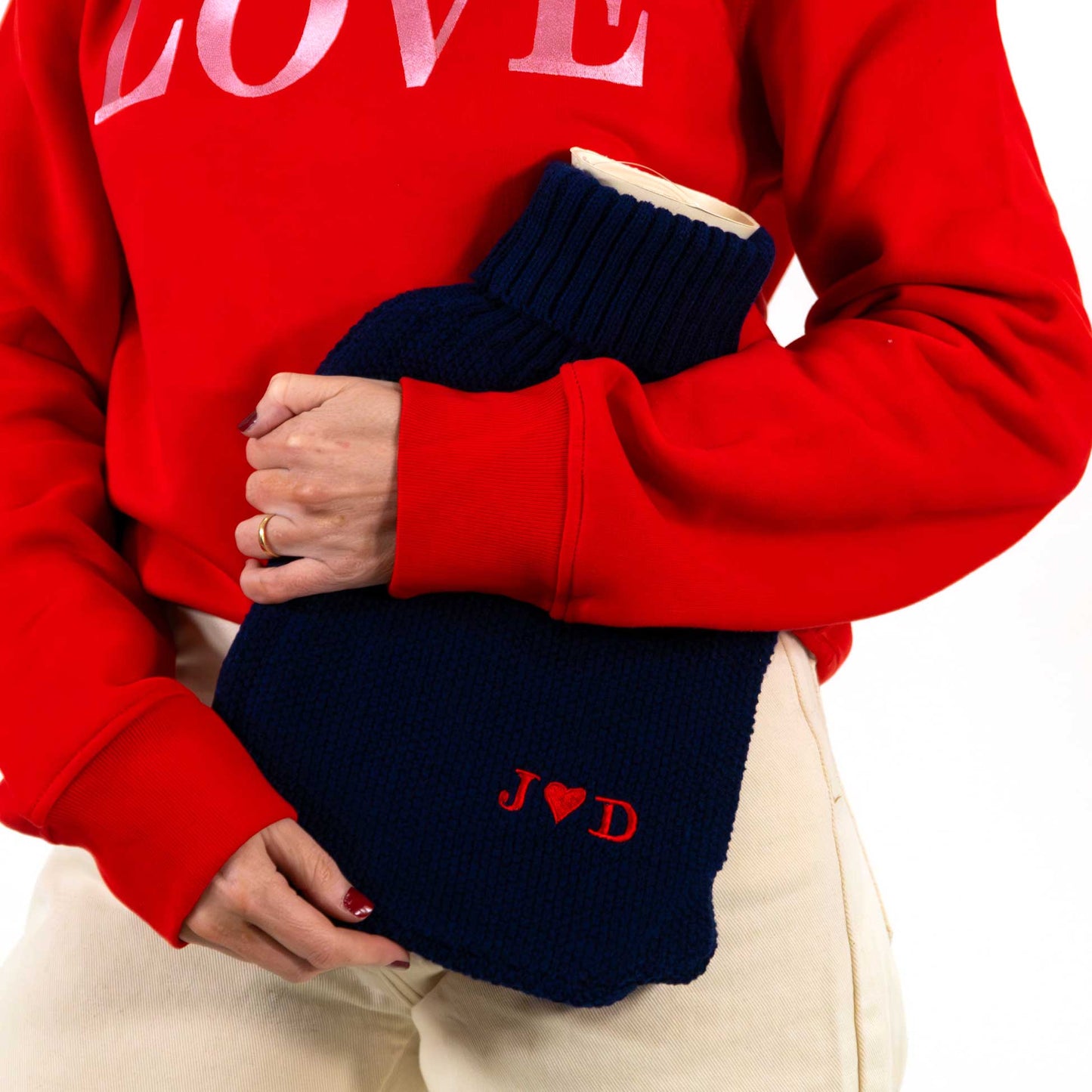 Embroidered Heart Initials Hot Water Bottle