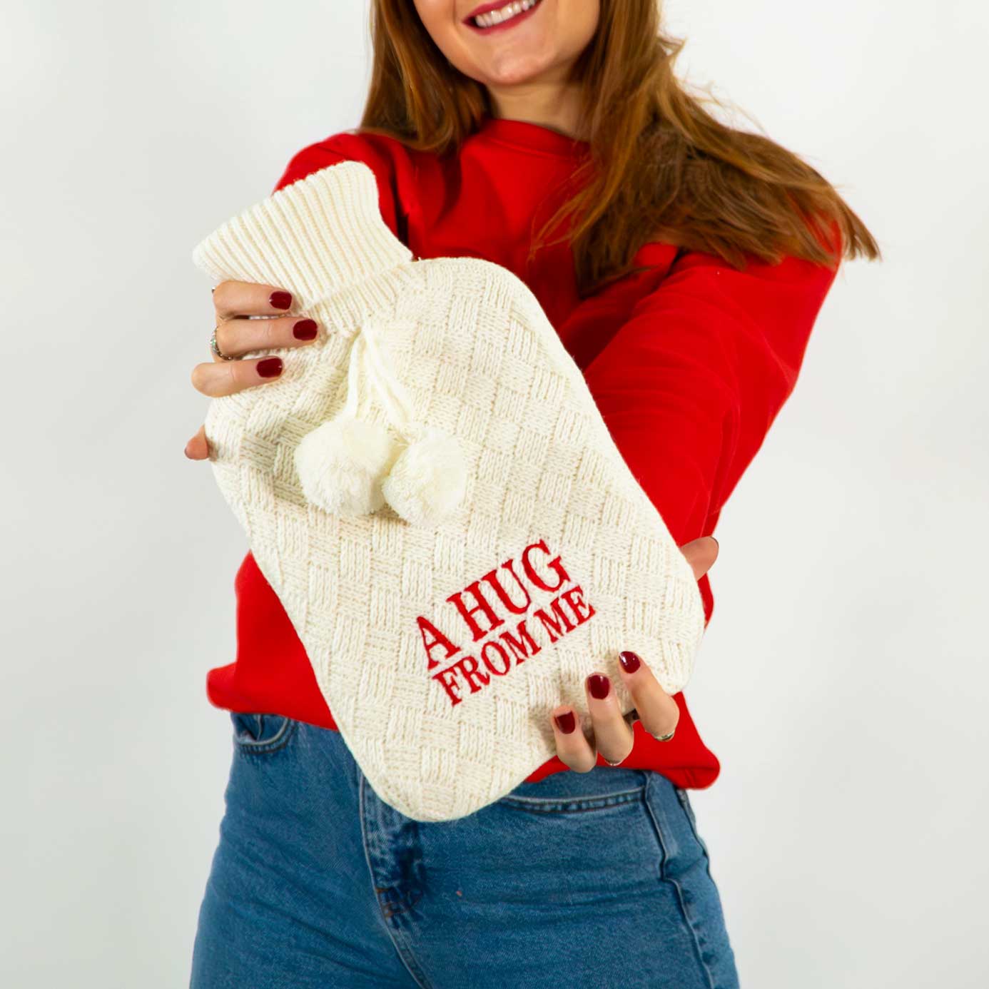 A Hug from Me Knitted Hot Water Bottle