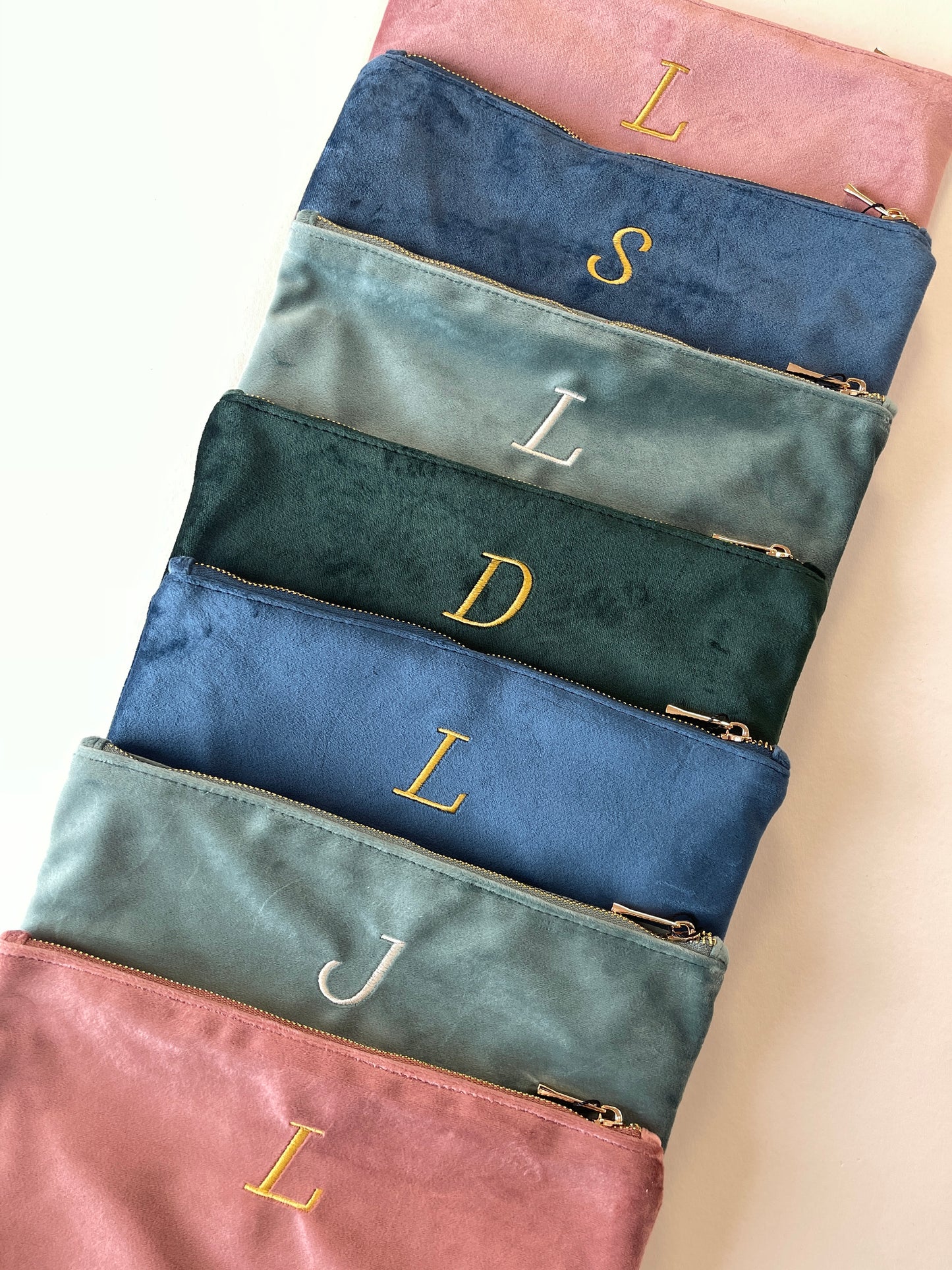 Personalised Embroidered Velvet Accessory Bag