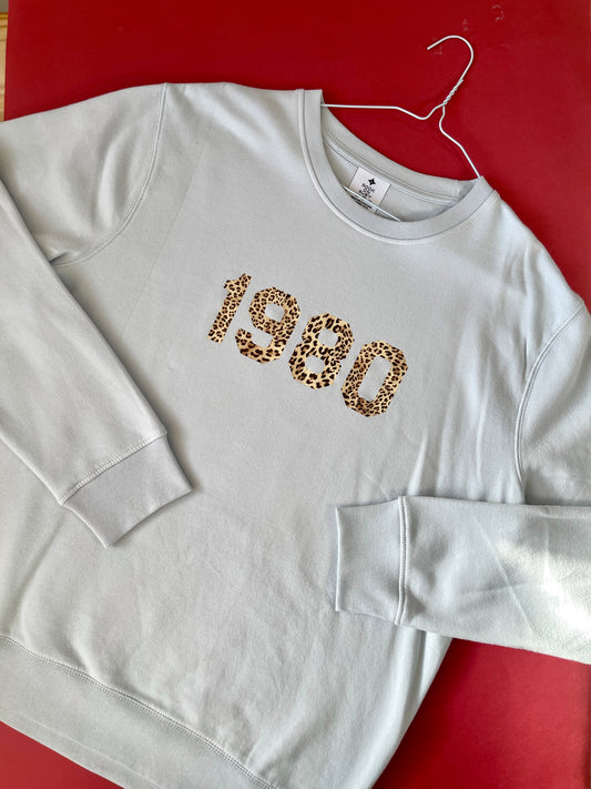 L Pale Blue 1980 Year Sweatshirt SALE