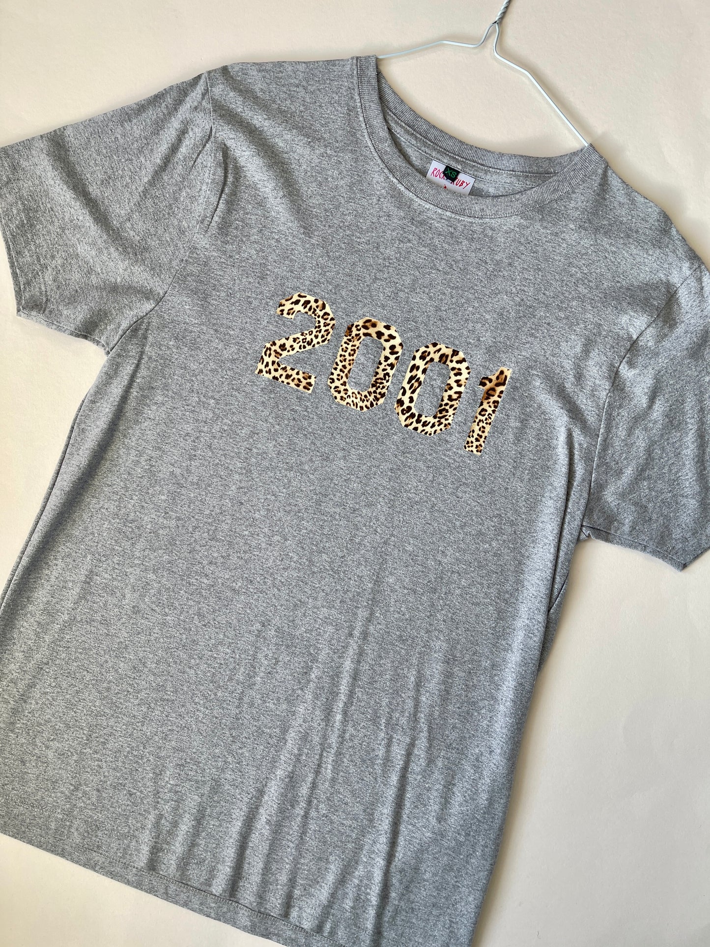 XS Grey Leopard Print 2001 T-shirt