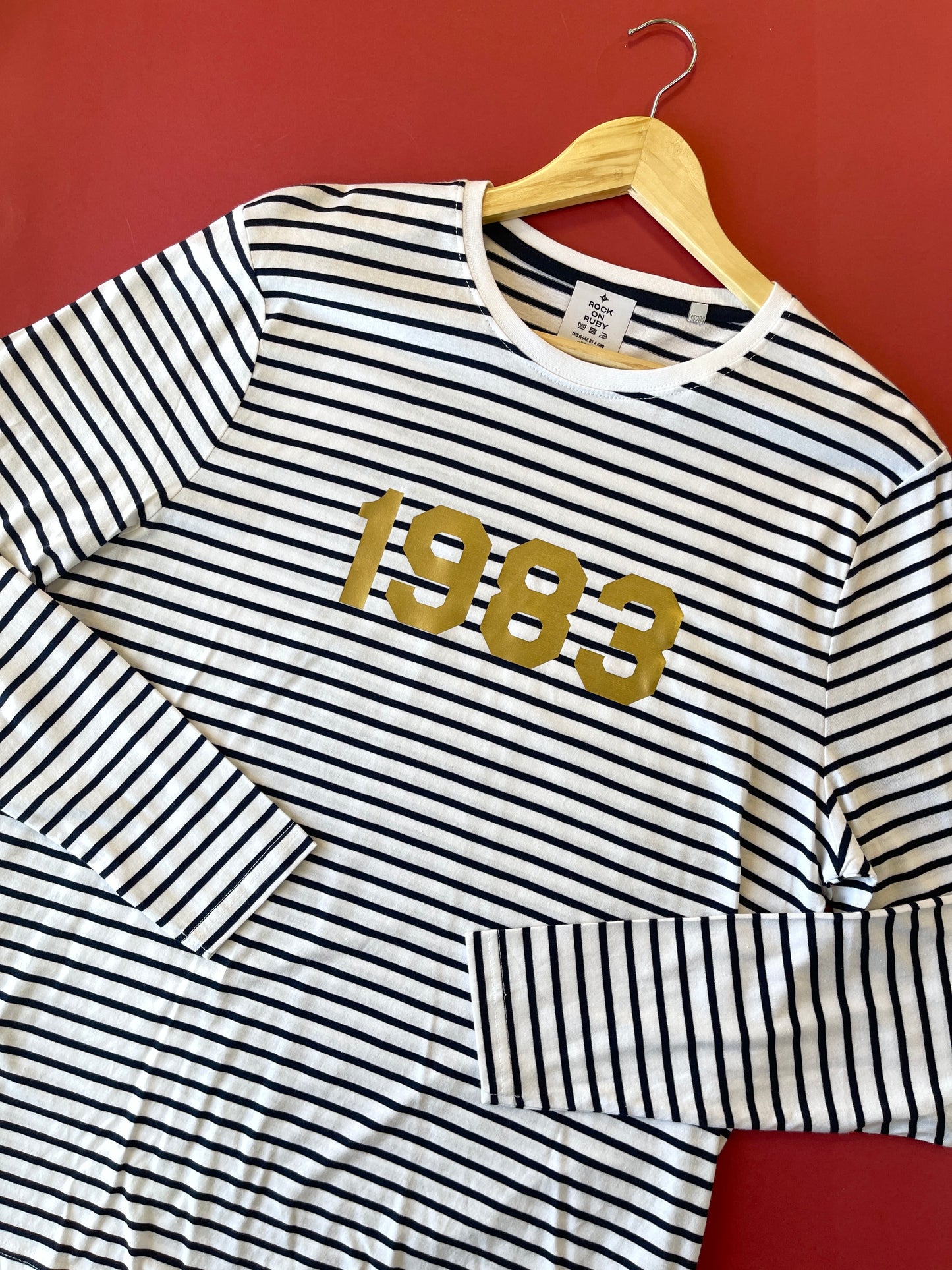 XL Striped 1983 Long Sleeve Year T-Shirt SALE