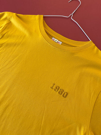 S Mustard 1980 Embroidered Year T-Shirt SALE