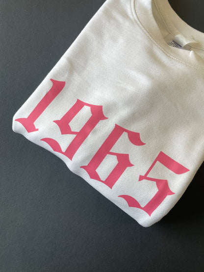Old English Font personalised Year Sweatshirt