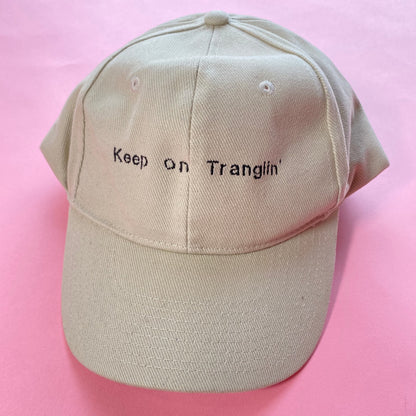 Keep on Tranglin' Personalised Slogan Cream Cap Black Thread - SALE