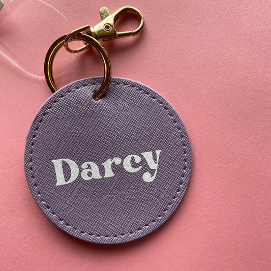 Darcy Personalised Keyring with D Initial Bag Charm - Lilac - SALE