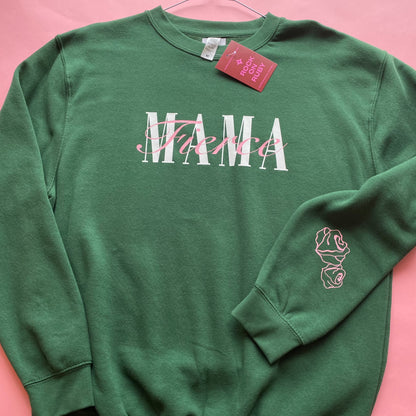 M Fierce Mama Rose Sleeve - Bottle Green Sweatshirt SALE