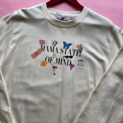 M - Mama State of Mind Cream Standard Sweatshirt SALE