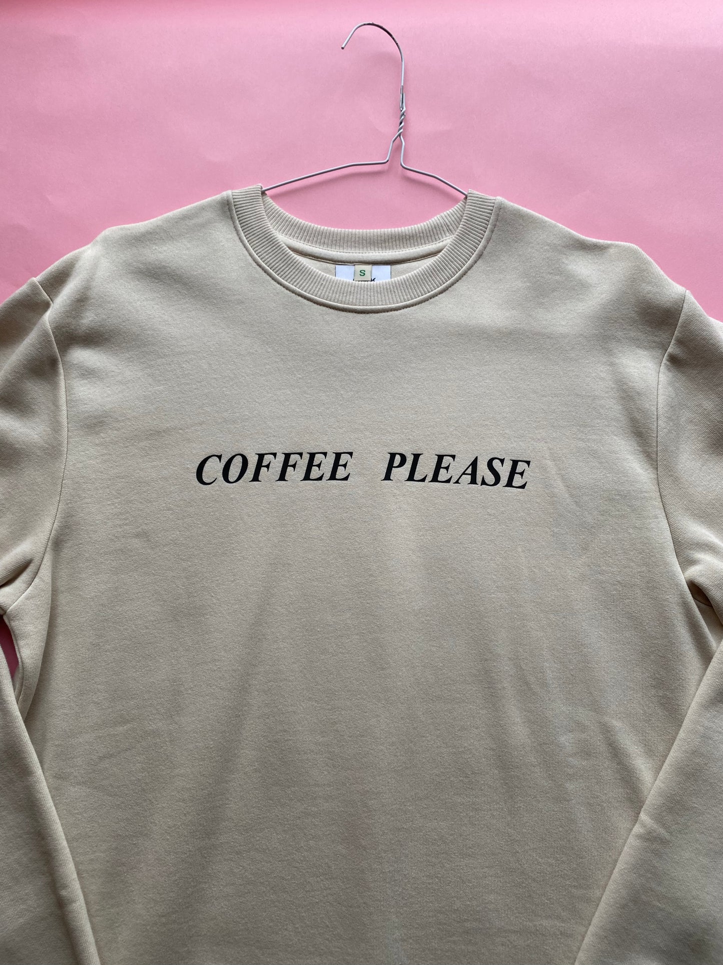 S - Coffee Please And a Biscuit Cream Organic Sweatshirt SALE