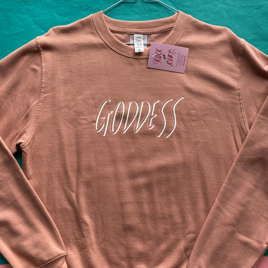 S - Goddess Slogan Dusky Pink Sweatshirt SALE
