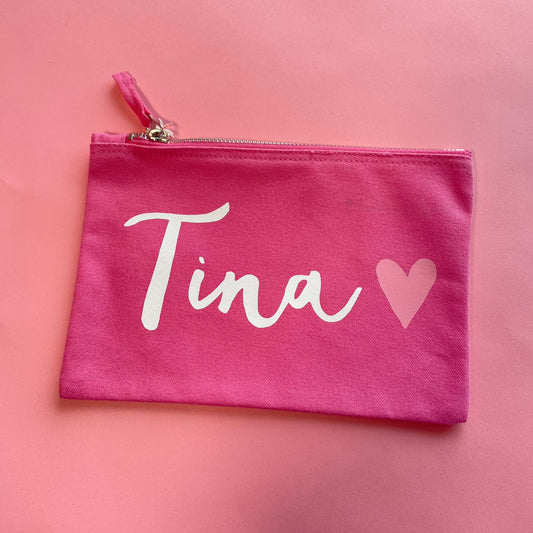 TINA with Heart Medium Pink Make Up Bag - SALE