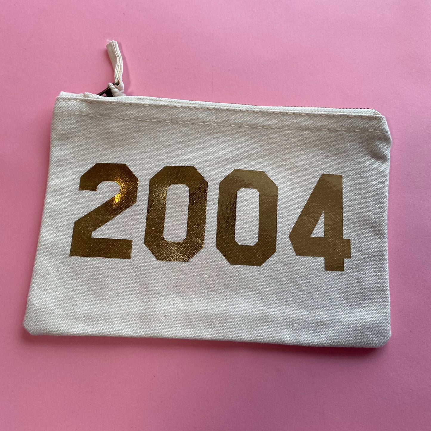 2004 Cream Medium Year Make Up Bag - Gold text SALE