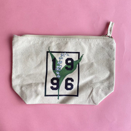 1996 Birth Flower Cream Medium Pouch Make Up Bag - SALE
