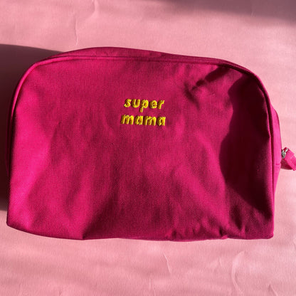 Mama Est. 2019 Embroidered Hot Pink Essentials Wash Bag SALE