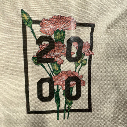 2000 Birth Flower Medium Cream Pouch Make Up Bag - SALE