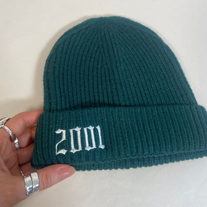 2001 Old English Year Beanie Hat - Bottle Green SALE