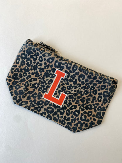 Personalised Initial Leopard print Makeup Bag
