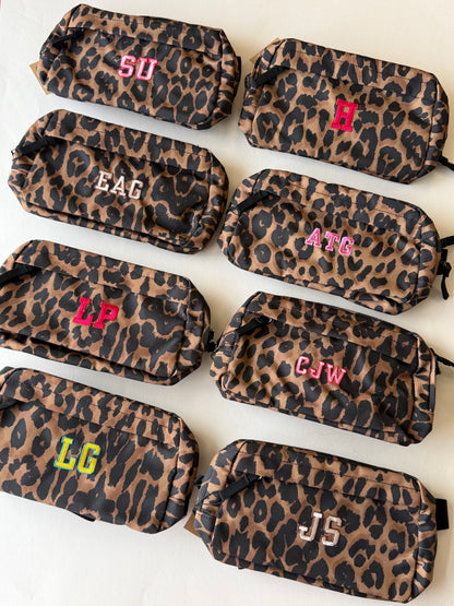 Personalised Initial Leopard Print Cross Body Bag