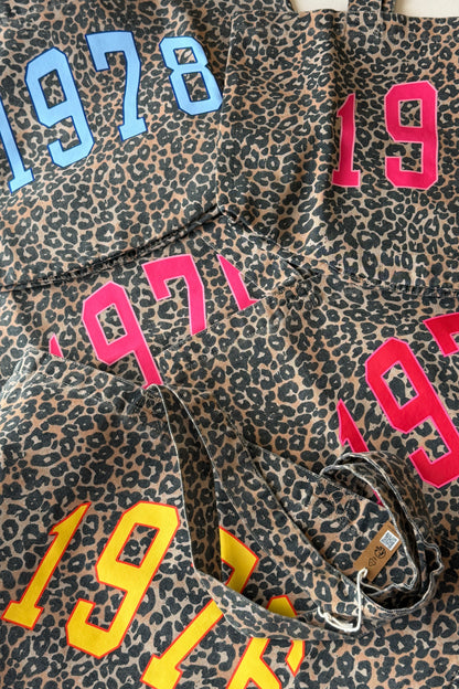 Personalised Varsity Year Leopard Print Tote Bag