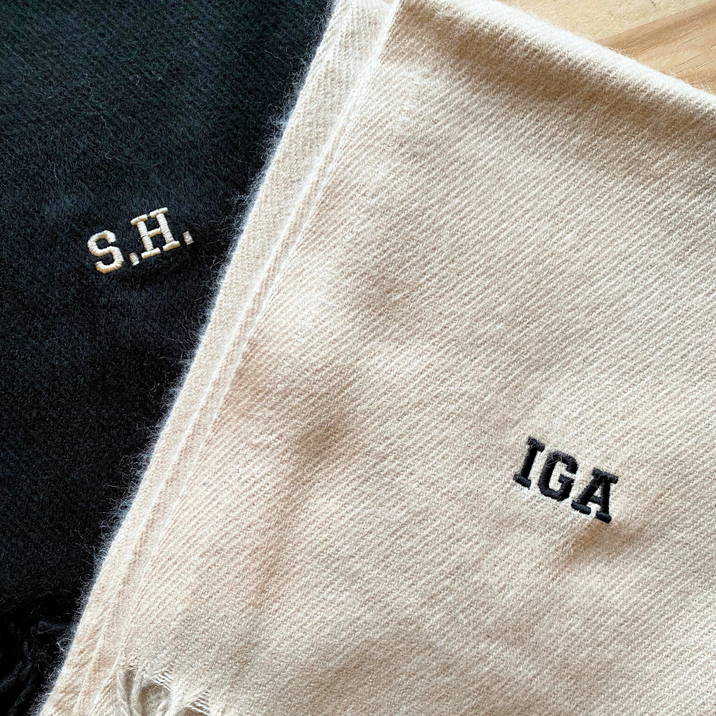 Embroidered Personalised Initial Scarf