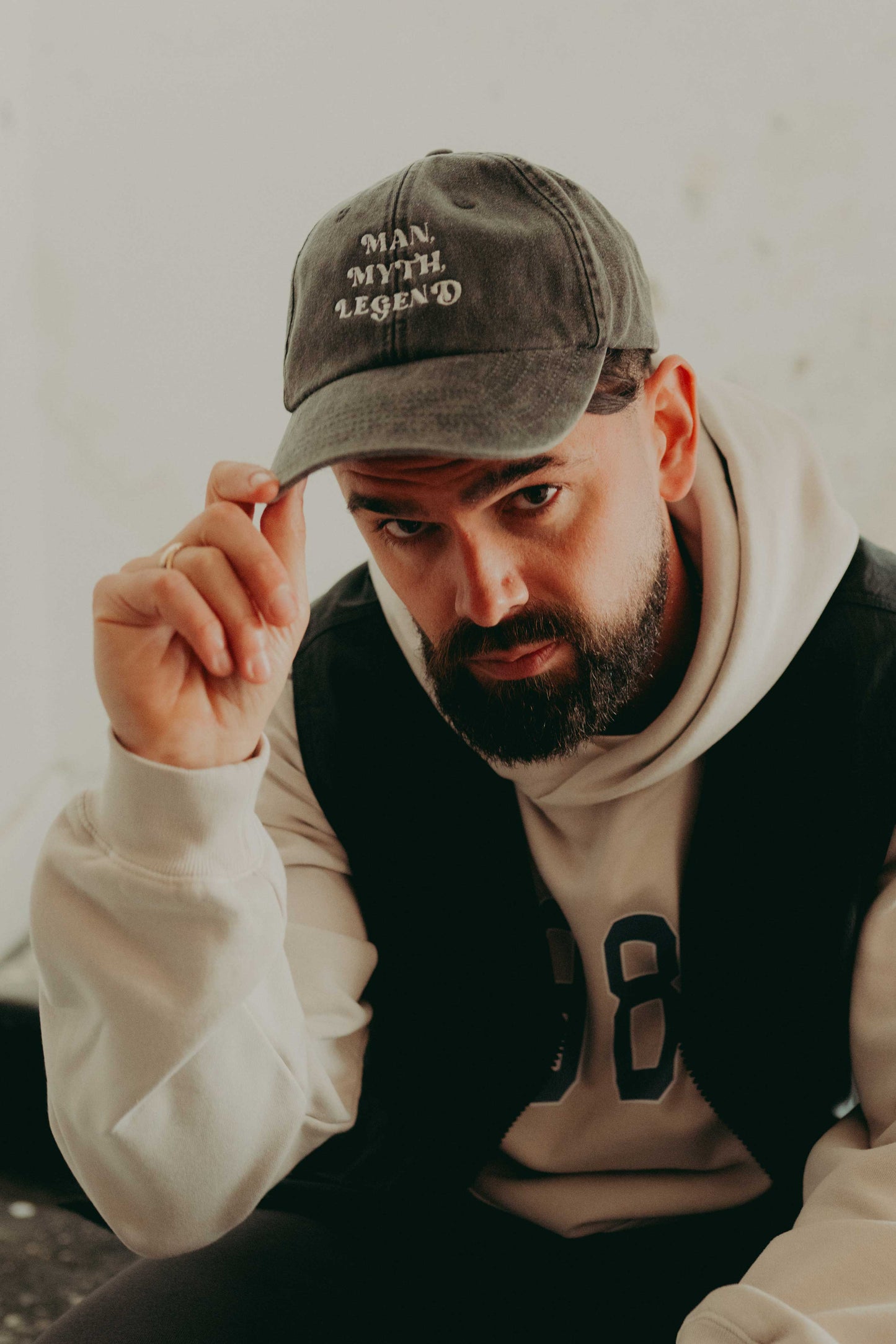 Man Myth Legend Embroidered Vintage Denim Cap