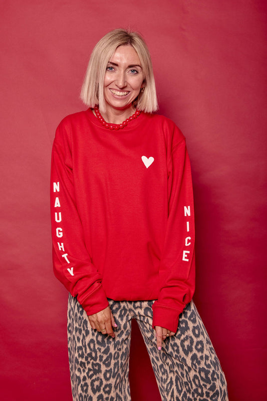 Naughty Nice Sleeve Christmas Jumper