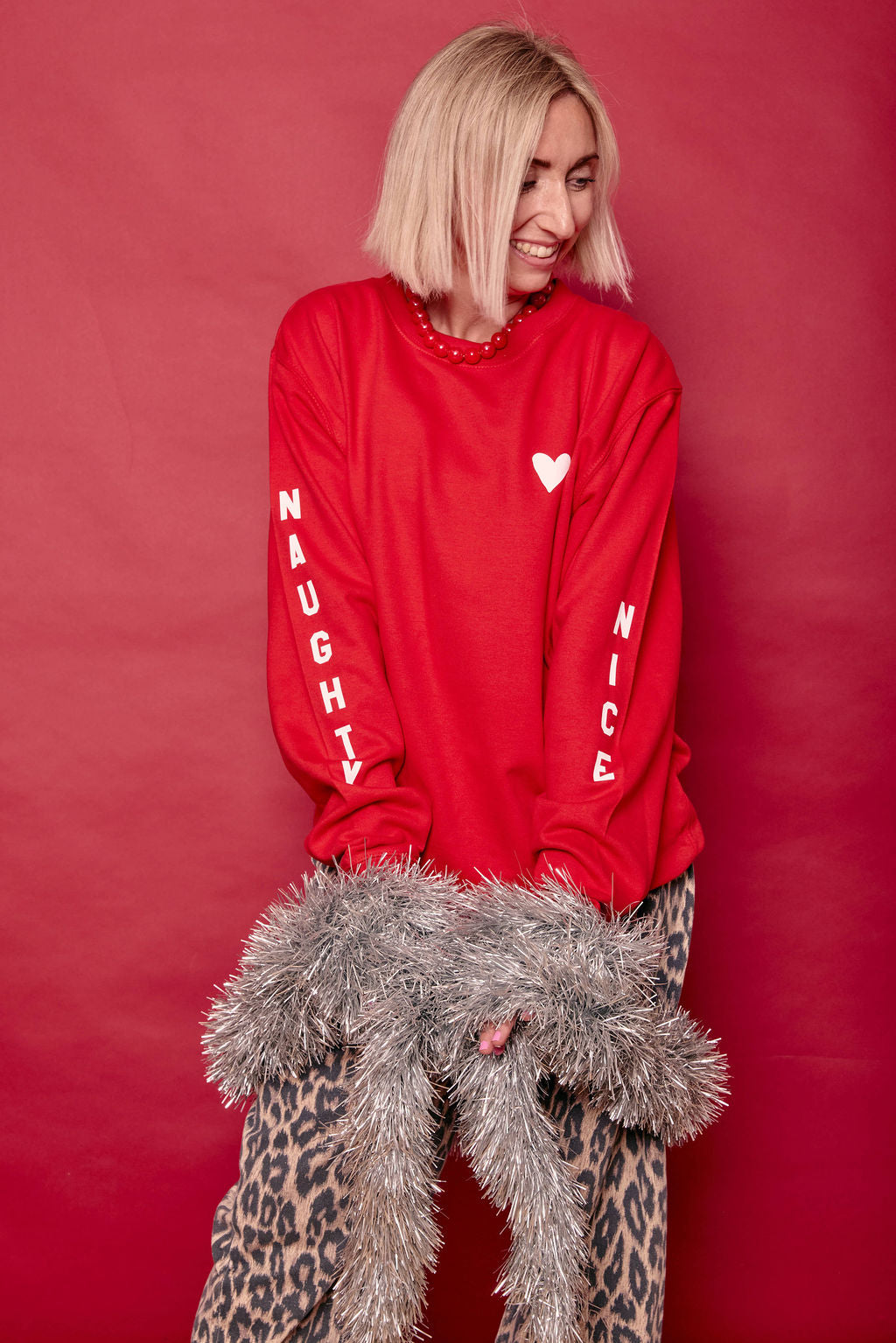 Naughty Nice Sleeve Christmas Jumper