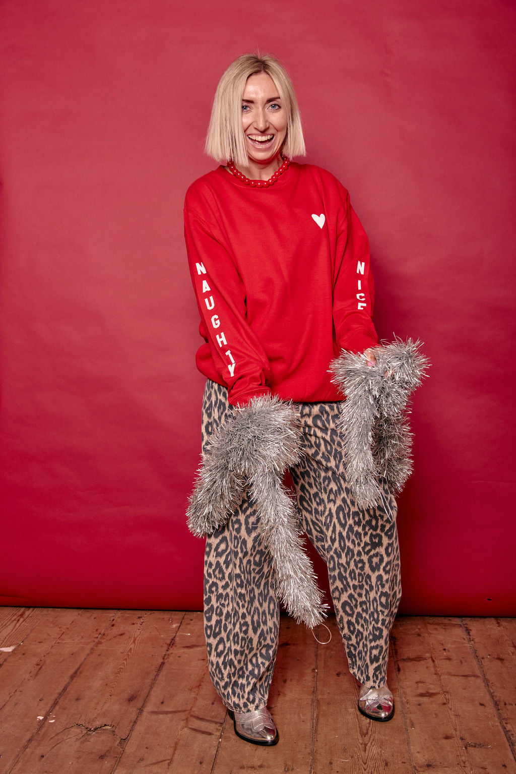 Naughty Nice Sleeve Christmas Jumper