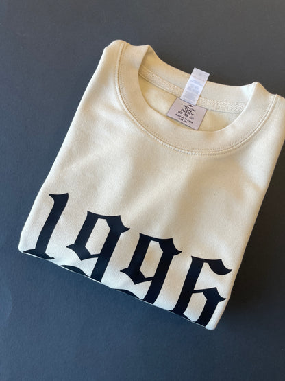 Old English Font personalised Year Sweatshirt