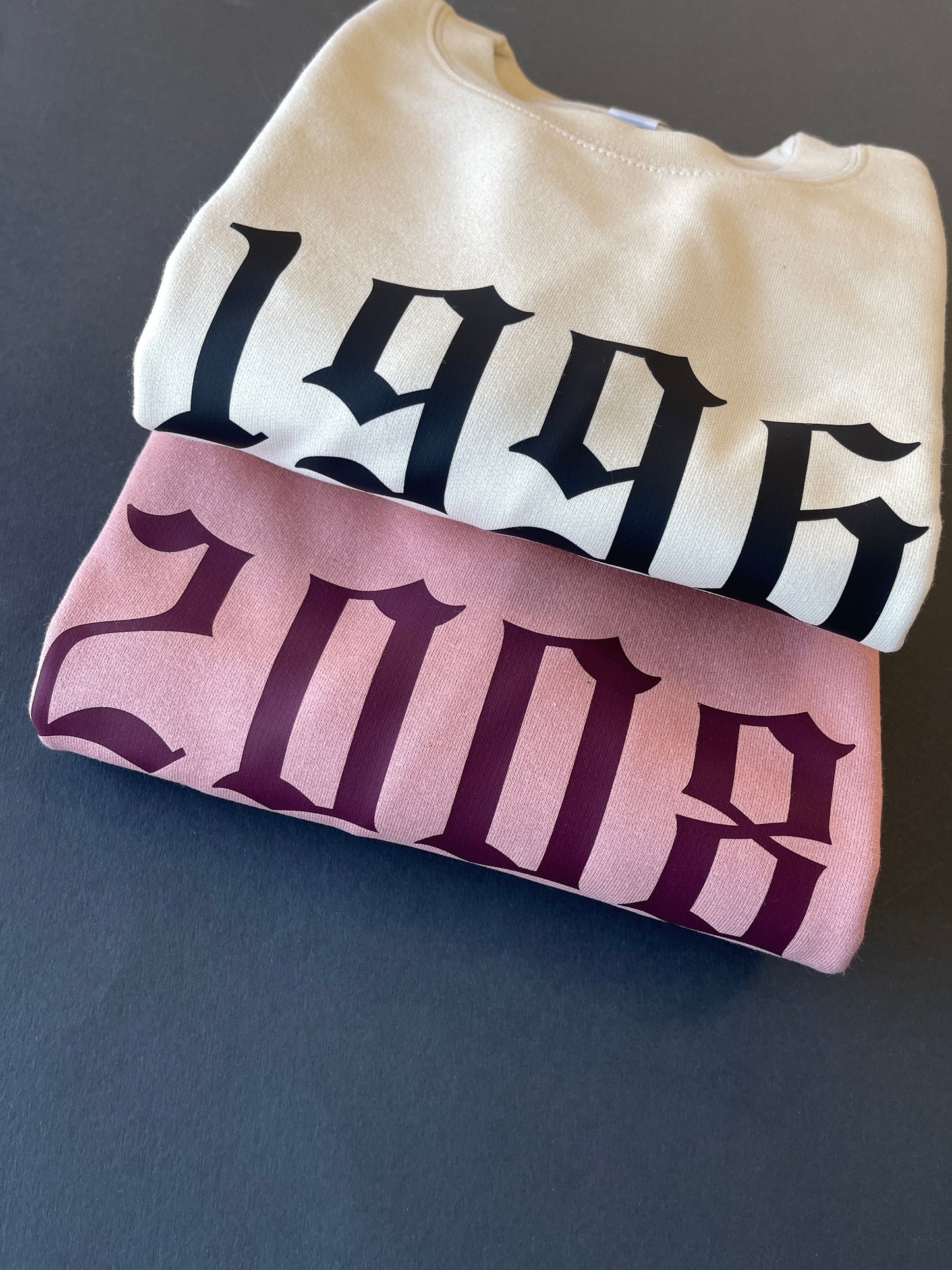 Old English Font personalised Year Sweatshirt