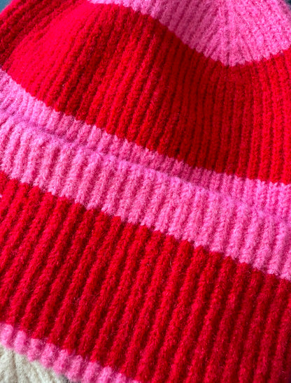 Personalised Striped Beanie Hat with Initial