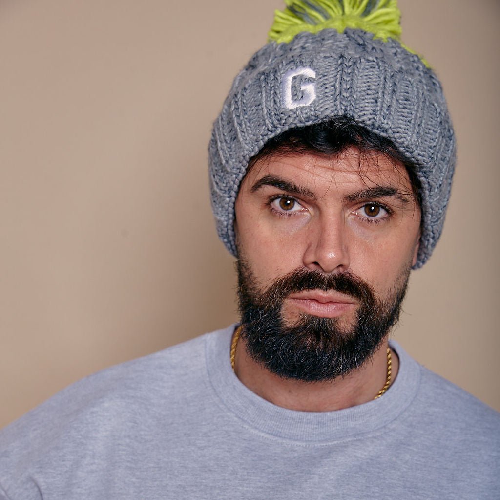 Mens Personalised Embroidered Initial Bobble Hat