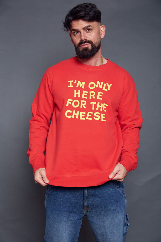 Mens Only Here for the Cheese Christmas Sweatshirt