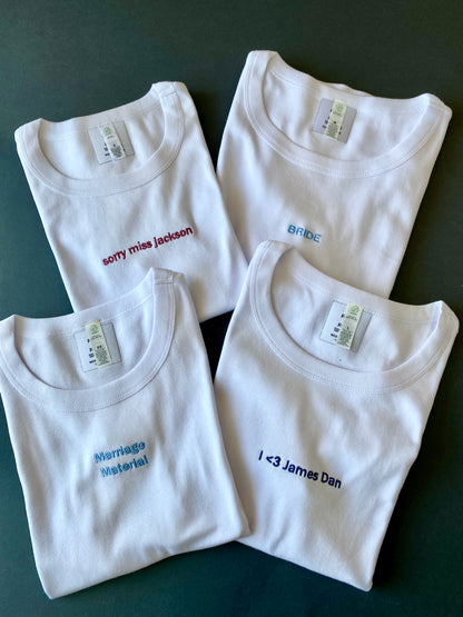 Custom Embroidered Slogan Baby Tee