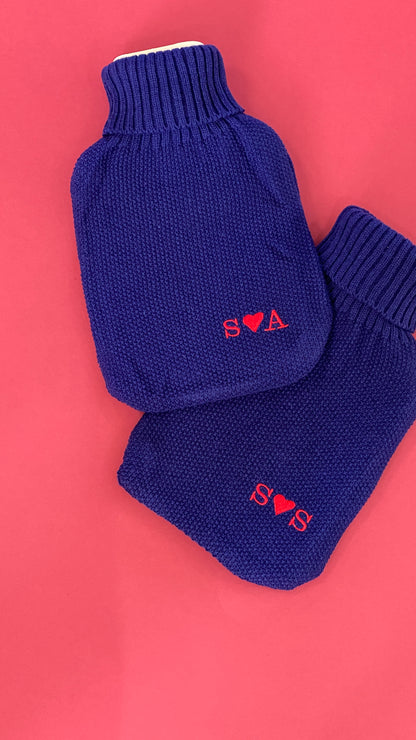 Embroidered Heart Initials Hot Water Bottle