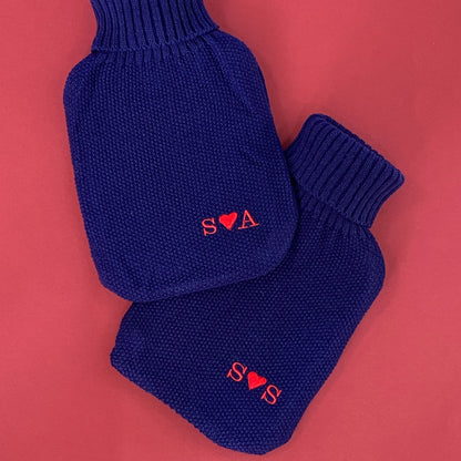 Embroidered Heart Initials Hot Water Bottle