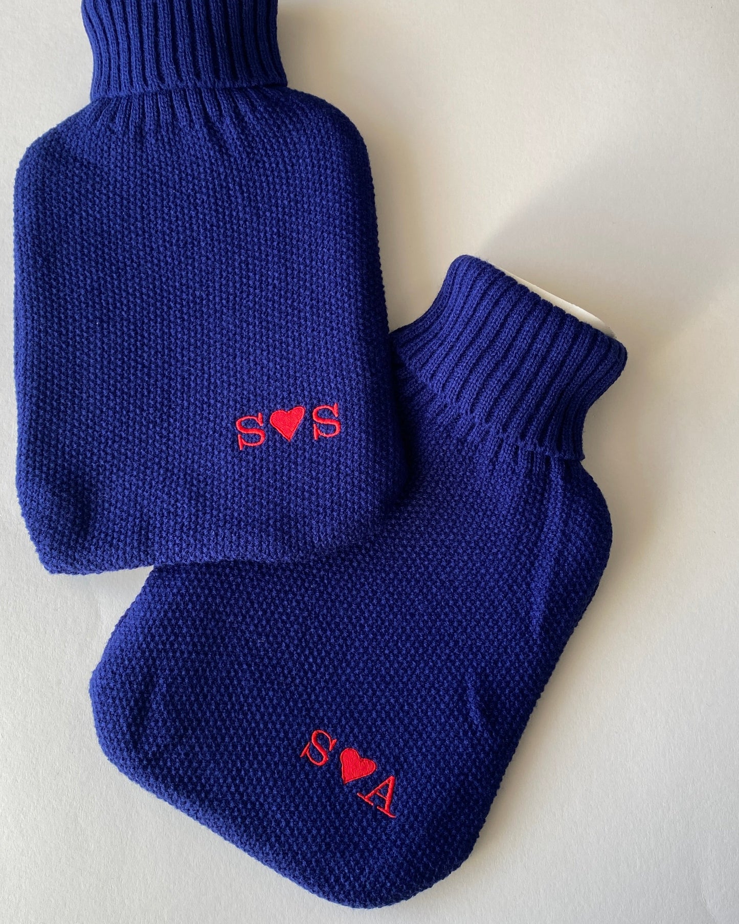 Embroidered Heart Initials Hot Water Bottle