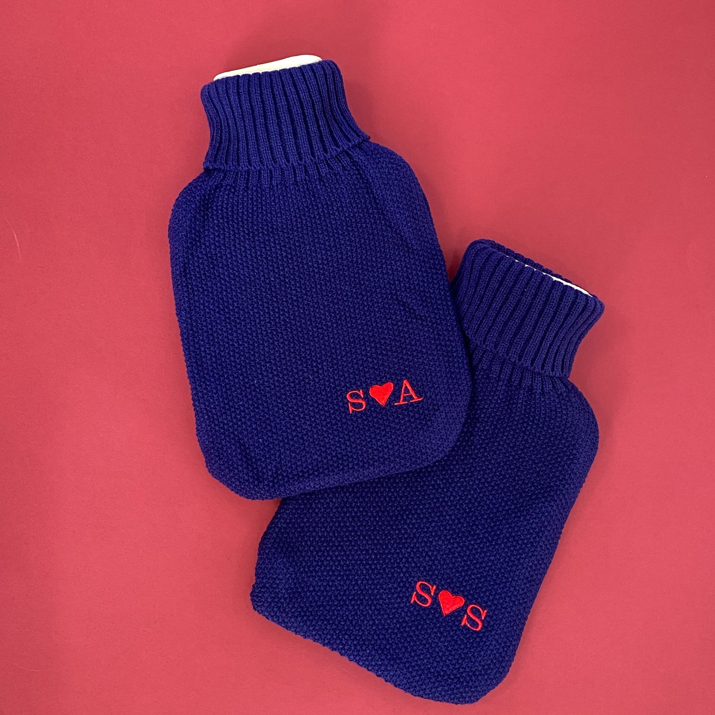 Embroidered Heart Initials Hot Water Bottle