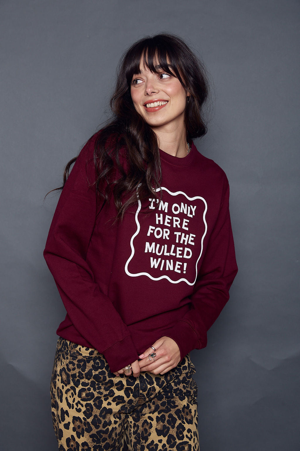 Only Here for the Mulled Wine Slogan Christmas Sweatshirt