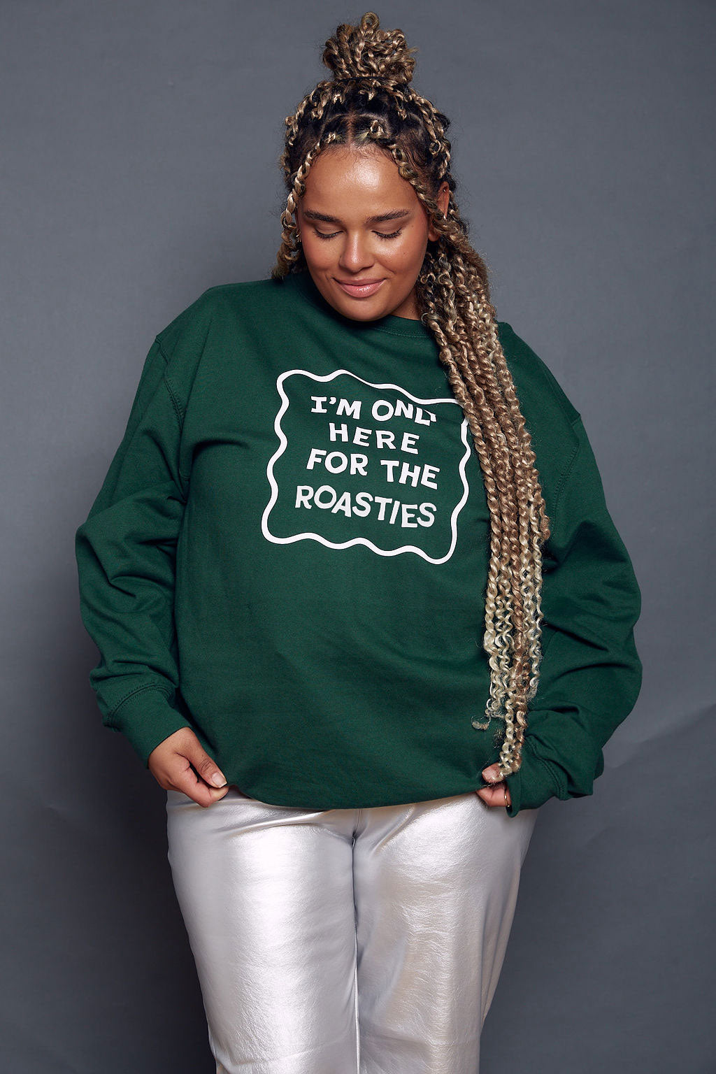 Only Here for the Roasties Christmas Jumper Sweatshirt Rock On Ruby