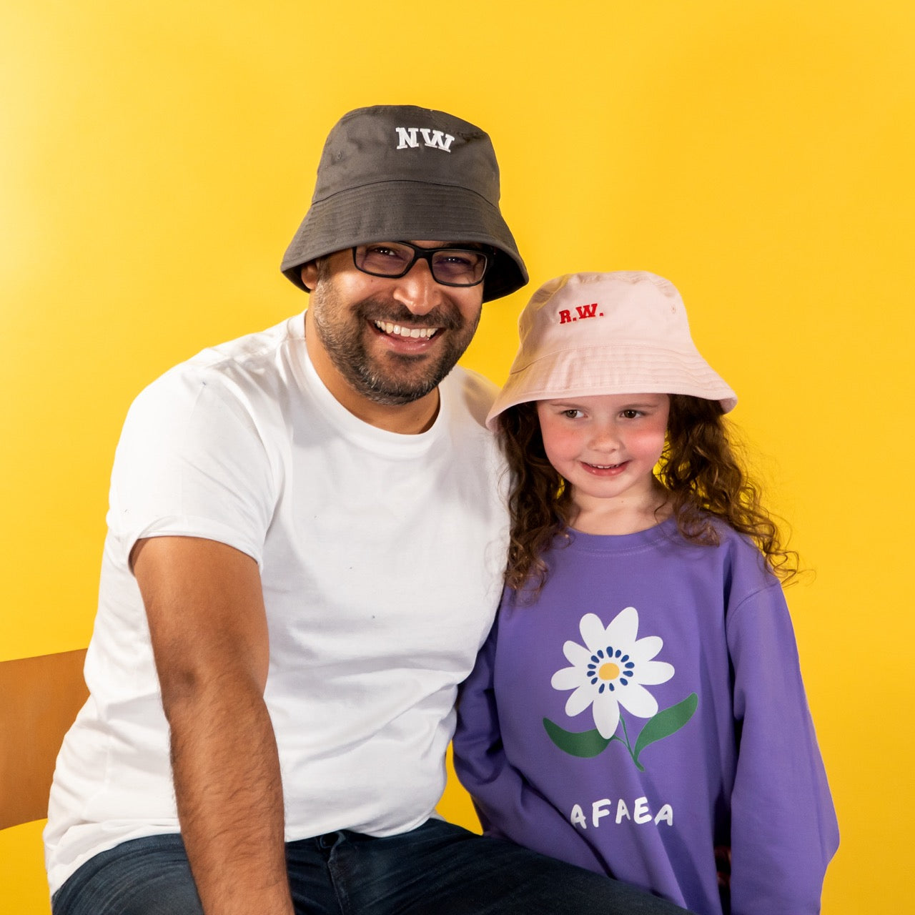 Personalised Initial Adult & Child Bucket Hat Set