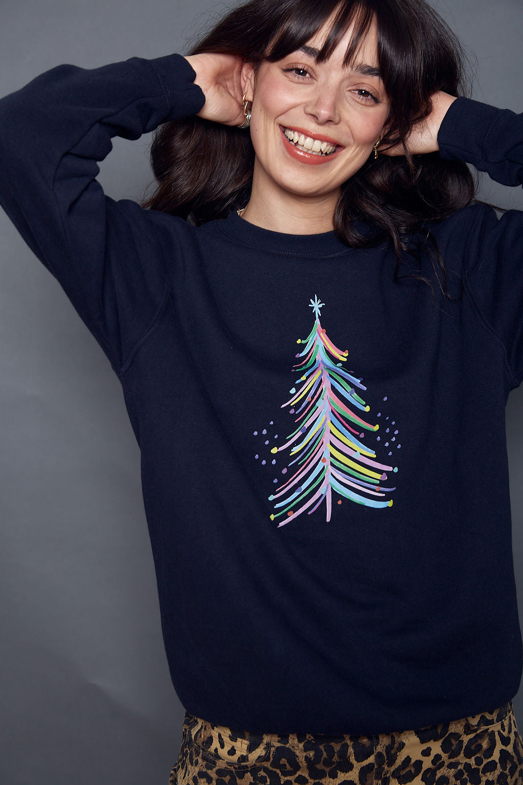 Navy christmas jumper womens best sale